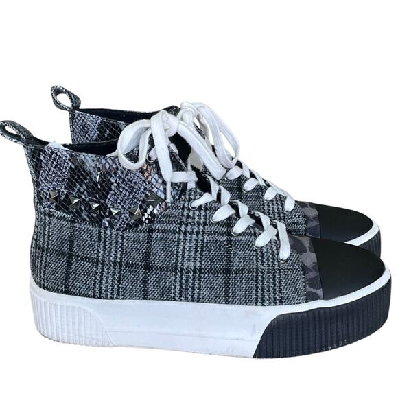 Jessica Simpson Emiliya Multi Print and Texture Platform Sneaker Black 7.5 M - Picture 2 of 7